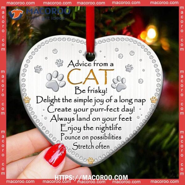 Cat Advice Be Frisky Heart Ceramic Ornament, Cat Christmas Ornaments Personalized