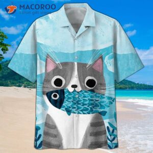 Cat And Fish Blue Hawaiian Shirts