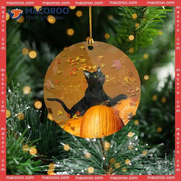 Cat And Pumpkin Halloween Christmas Ceramic Ornament