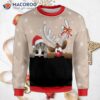 Cat And Reindeer Ugly Christmas Sweater