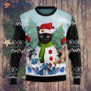 Cat And Snowman Ugly Christmas Sweater