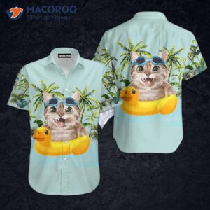 cat beach time hawaiian shirt 0