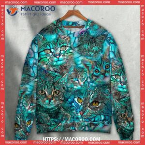 Cat Blue Art Lover Colorful, Classy Christmas Sweaters