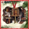 Cat Book Cats In My Bookshelf Metal Ornament, Kitten Ornaments