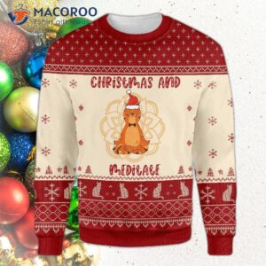 Cat Christmas And Meditate Ugly Sweater