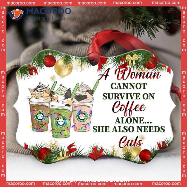 Cat Christmas Coffee Alone Metal Ornament, Bengals Christmas Ornaments