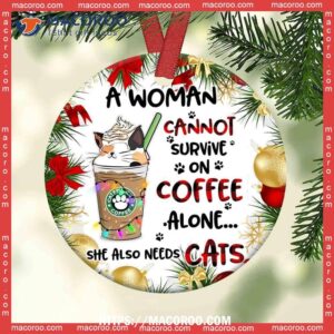 cat christmas coffee lover circle ceramic ornament personalized cat ornaments 1