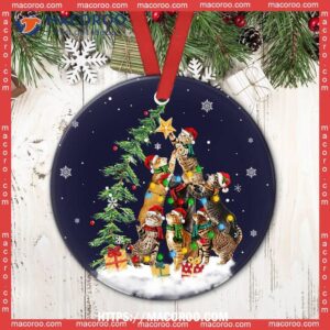 cat christmas love tree circle ceramic ornament cat ornaments for christmas tree 2