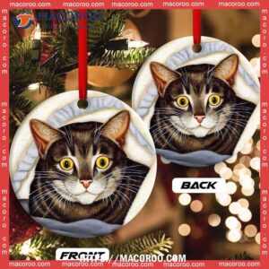 cat cute tabby art style circle ceramic ornament bengals christmas ornaments 2