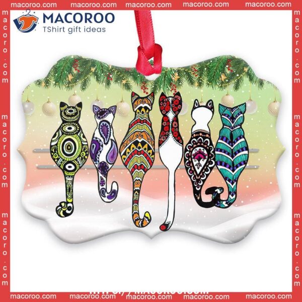 Cat Friends Pattern Christmas Metal Ornament, Hallmark Cat Ornaments