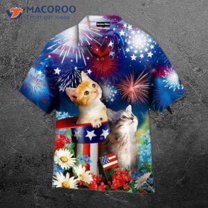 Cat Happy Fourth Of July Independence Day Patriotic Hawaiian Shirts