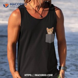 cat in pocket shirt for kids boys girls gift tank top