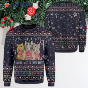 Cat Makes Me Happy Ugly Christmas Sweater