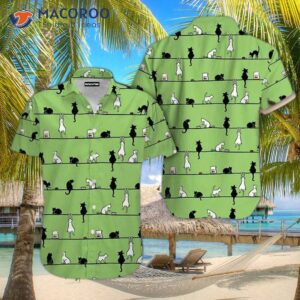 Cat’s So Cute In Green Hawaiian Shirts.