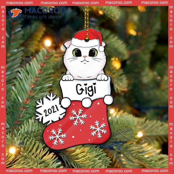 Cat-shaped Custom Name Christmas Acrylic Ornament