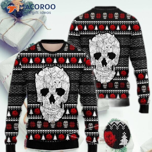 Cat Skull Ugly Christmas Sweater