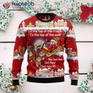 Cat Sleigh Ugly Christmas Sweater