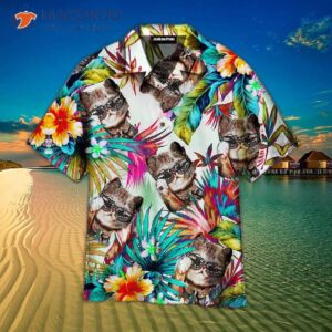 cat tropical colorful hawaiian shirts 1