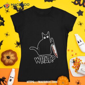 Cat What? Murderous Black With Knife Gift Premium Shirt
