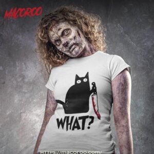 Cat What? Murderous Black With Knife Halloween Gift Raglan Baseball Tee Shirt Cat What? Murderous Black With Knife Halloween Gift Raglan Baseball Tee Shirt