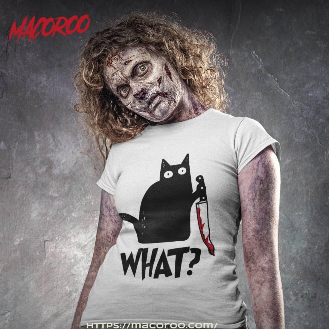 Cat What? Murderous Black With Knife Halloween Gift Raglan Baseball Tee Shirt Cat What? Murderous Black With Knife Halloween Gift Raglan Baseball Tee Shirt