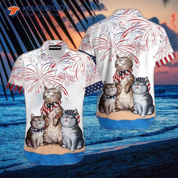 Cats, American Flags, Fireworks, And White Hawaiian Shirts
