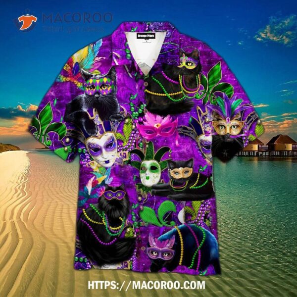 Cats Mardi Gras Fat Tuesday Carnival Hawaiian Shirt