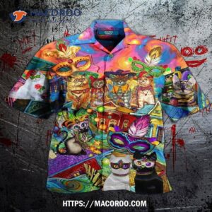 Cats Mardi Gras Fat Tuesday Carnival Hawaiian Shirt