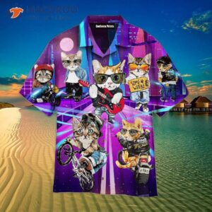 Cats On The Street In Hawaiian Shirts
