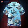 Cats Riding Whales In The Ocean Wearing Hawaiian Shirts