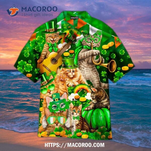 Cats Saint Patricks Day Aloha Hawaiian Shirts For Men & Women