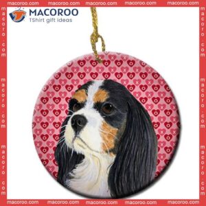 Cavalier Spaniel Valentine’s Love And Hearts Christmas Ceramic Ornament