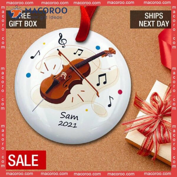 Cello Christmas Custom Name Ceramic Ornament