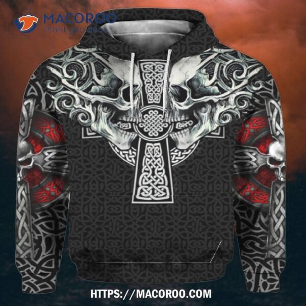 Celtic Skulls All Over Print 3D Hoodie, Halloween Treats For Teachers