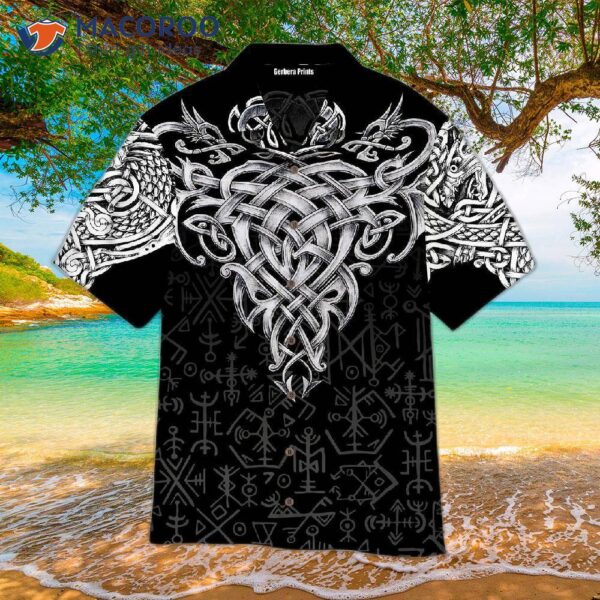 Celtic Tattoo Patterned Black And White Hawaiian Shirts