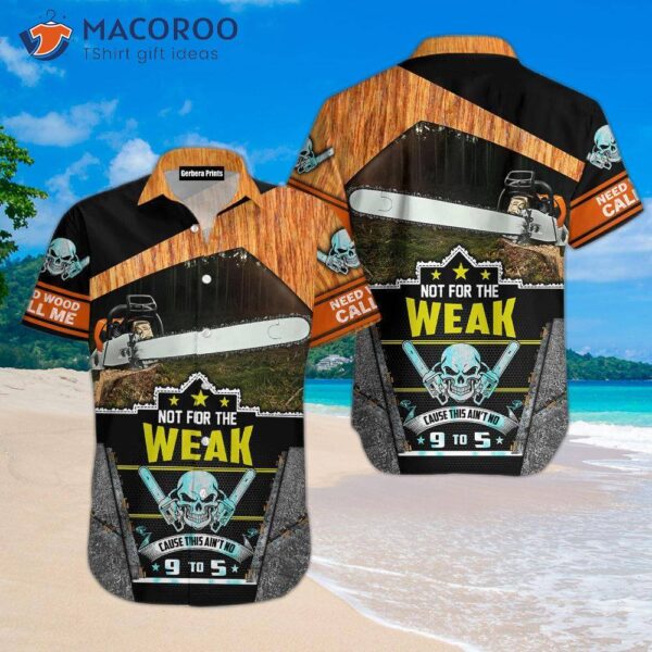 Chain Saw Tropical Black Hawaiian Shirts