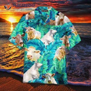 Charolais Cattle And Tropical Hawaiian Shirts
