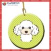 Checkerboard Lime Green And White Poodle Christmas Ceramic Ornament