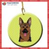 Checkerboard Lime Green German Shepherd Christmas Ceramic Ornament
