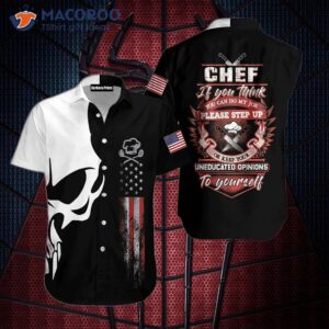 Chef Proud Skull Hawaiian Black Shirts