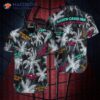 Cherry Grove Beach, Coconut Tree, South Carolina Pattern, Black Hawaiian Shirts