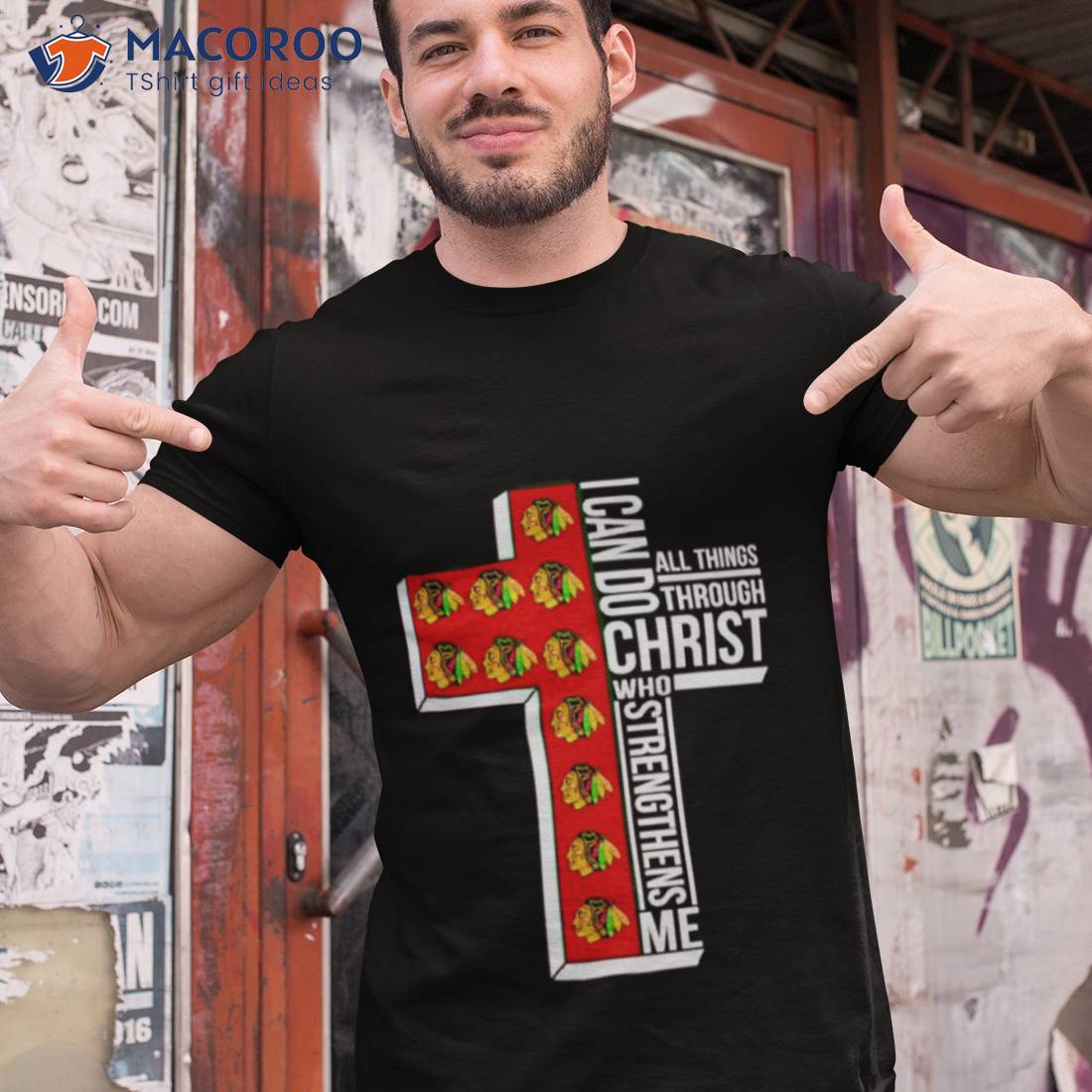 Chicago Blackhawks I Can Do All Things Through Christ Who Strengthens Me Cross Shirt Chicago Blackhawks I Can Do All Things Through Christ Who Strengthens Me Cross Shirt