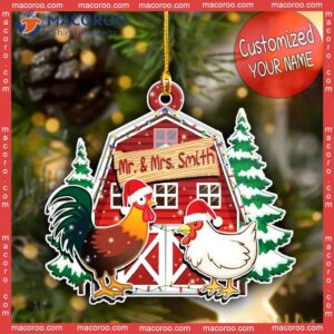 Chicken Family Custom-shaped Name Christmas Acrylic Ornament