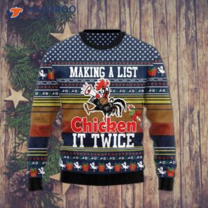 Chicken It Twice Ugly Christmas Sweater