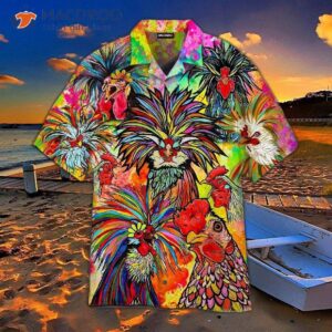 Chicken Loves Colorful Hawaiian Shirts.