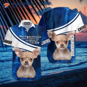 Chihuahua Dogs In Blue And White Hawaiian Shirts