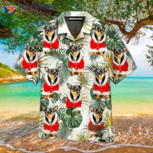 Chihuahua Dogs Wearing Tropical Hawaiian Shirts And Leaves For Merry Christmas