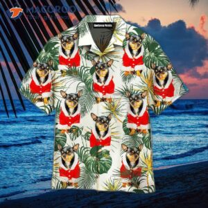 Chihuahua Dogs Wearing Tropical Hawaiian Shirts And Leaves For Merry Christmas