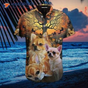 Chihuahua-printed Hawaiian Shirts For Halloween