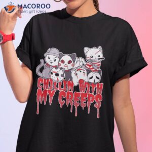 chillin with my creeps cat horror serial killer halloween shirt tshirt 1